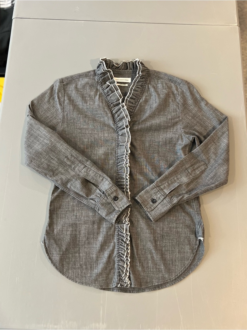 Isabel Marant Étoile Gossia Ruffle Shirt Blouse Grey FR 34/XS